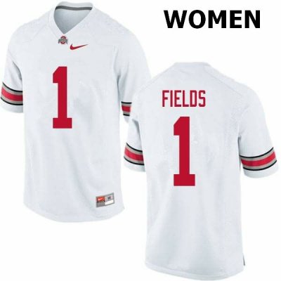 NCAA Ohio State Buckeyes Women's #1 Justin Fields White Nike Football College Jersey XIN5645BF
